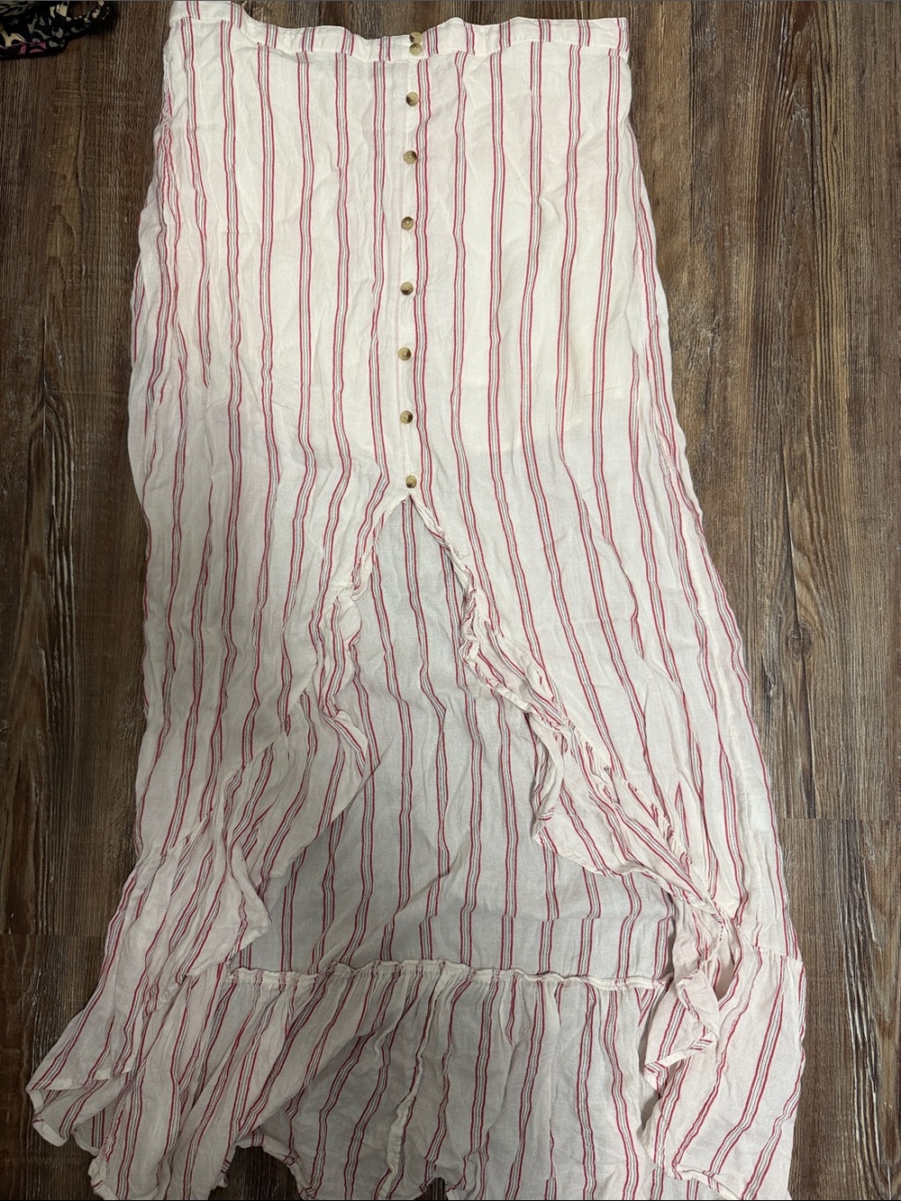 American Eagle Outfitters White Maxi Skirt with Red Stripes